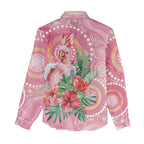 Breast Cancer Pink Cockatoo Women Casual Shirt Indigenous Australia Watercolor Glaze - Aussie Hoodie