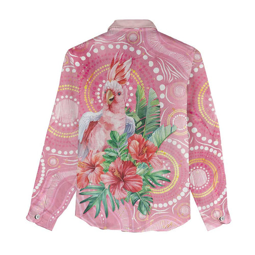 Breast Cancer Pink Cockatoo Women Casual Shirt Indigenous Australia Watercolor Glaze - Aussie Hoodie