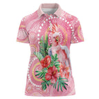 Breast Cancer Pink Cockatoo Women Polo Shirt Indigenous Australia Watercolor Glaze - Aussie Hoodie