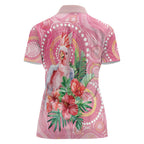 Breast Cancer Pink Cockatoo Women Polo Shirt Indigenous Australia Watercolor Glaze - Aussie Hoodie