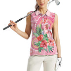 Breast Cancer Pink Cockatoo Women Sleeveless Polo Shirt Indigenous Australia Watercolor Glaze - Aussie Hoodie