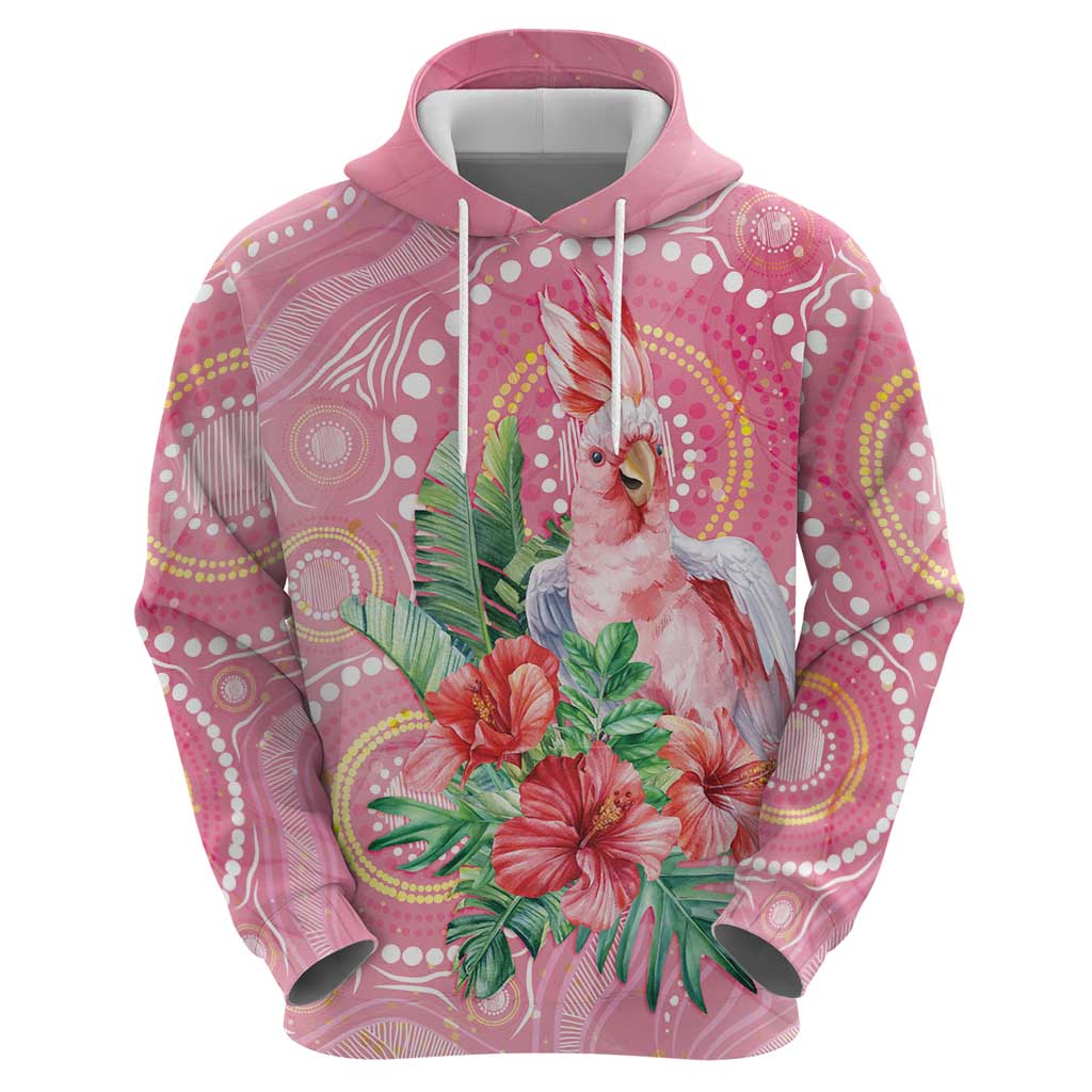Breast Cancer Pink Cockatoo Zip Hoodie Indigenous Australia Watercolor Glaze - Aussie Hoodie