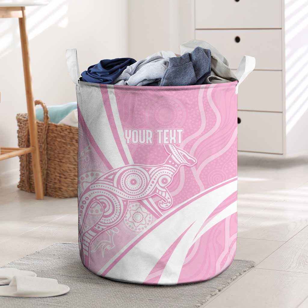 Australia Bowls Personalised Indigenous Pink Round Laundry Basket - Aussie Hoodie