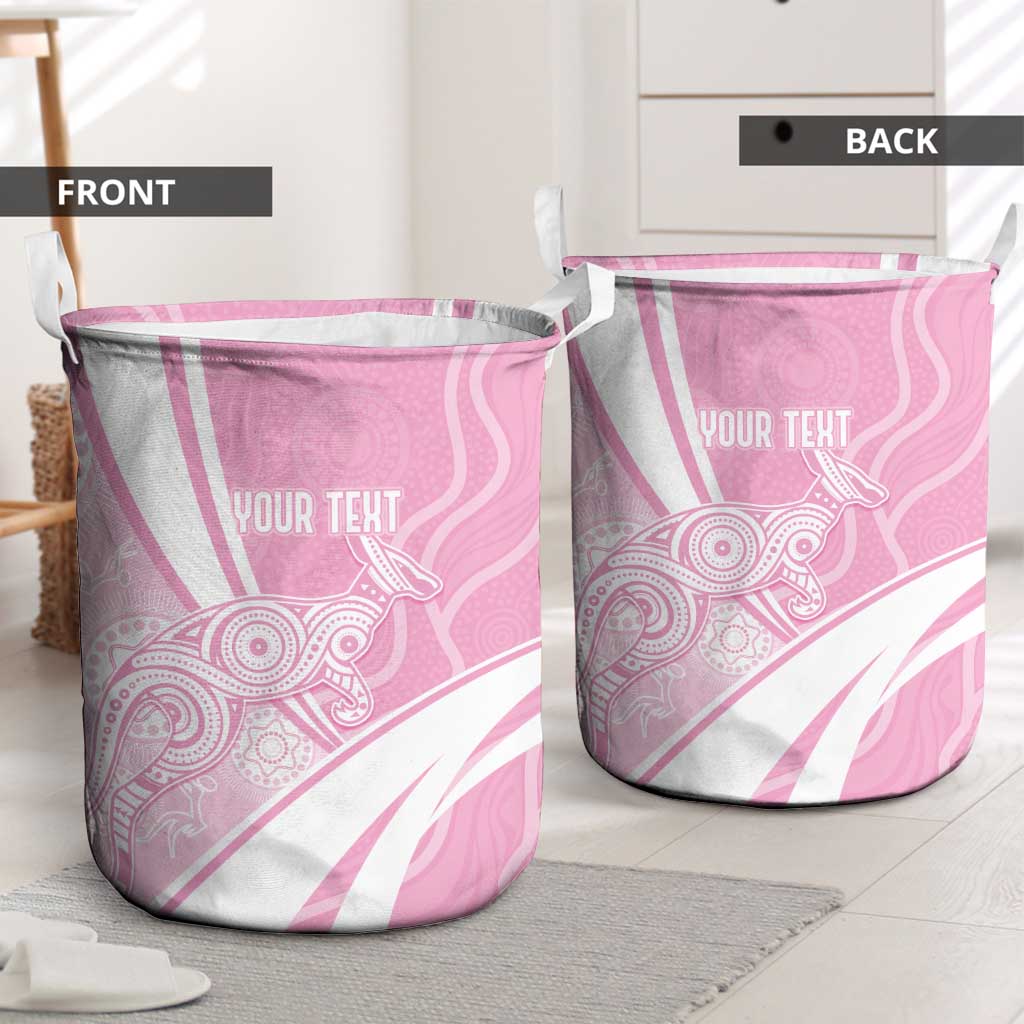Australia Bowls Personalised Indigenous Pink Round Laundry Basket - Aussie Hoodie
