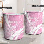 Australia Bowls Personalised Indigenous Pink Round Laundry Basket - Aussie Hoodie