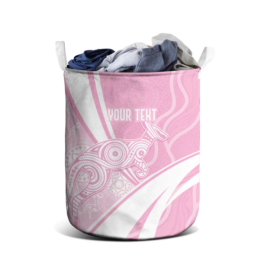Australia Bowls Personalised Indigenous Pink Round Laundry Basket - Aussie Hoodie