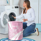 Australia Bowls Personalised Indigenous Pink Round Laundry Basket - Aussie Hoodie