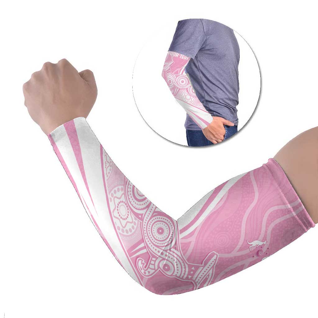 Australia Bowls Personalised Indigenous Pink Round Arm Sleeves - Aussie Hoodie