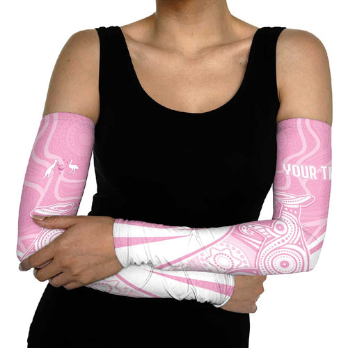 Australia Bowls Personalised Indigenous Pink Round Arm Sleeves - Aussie Hoodie