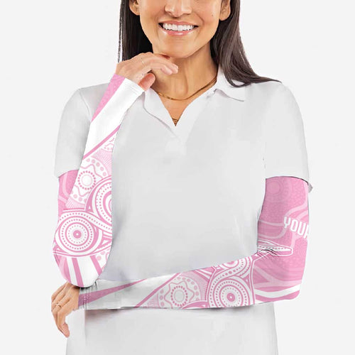 Australia Bowls Personalised Indigenous Pink Round Arm Sleeves - Aussie Hoodie