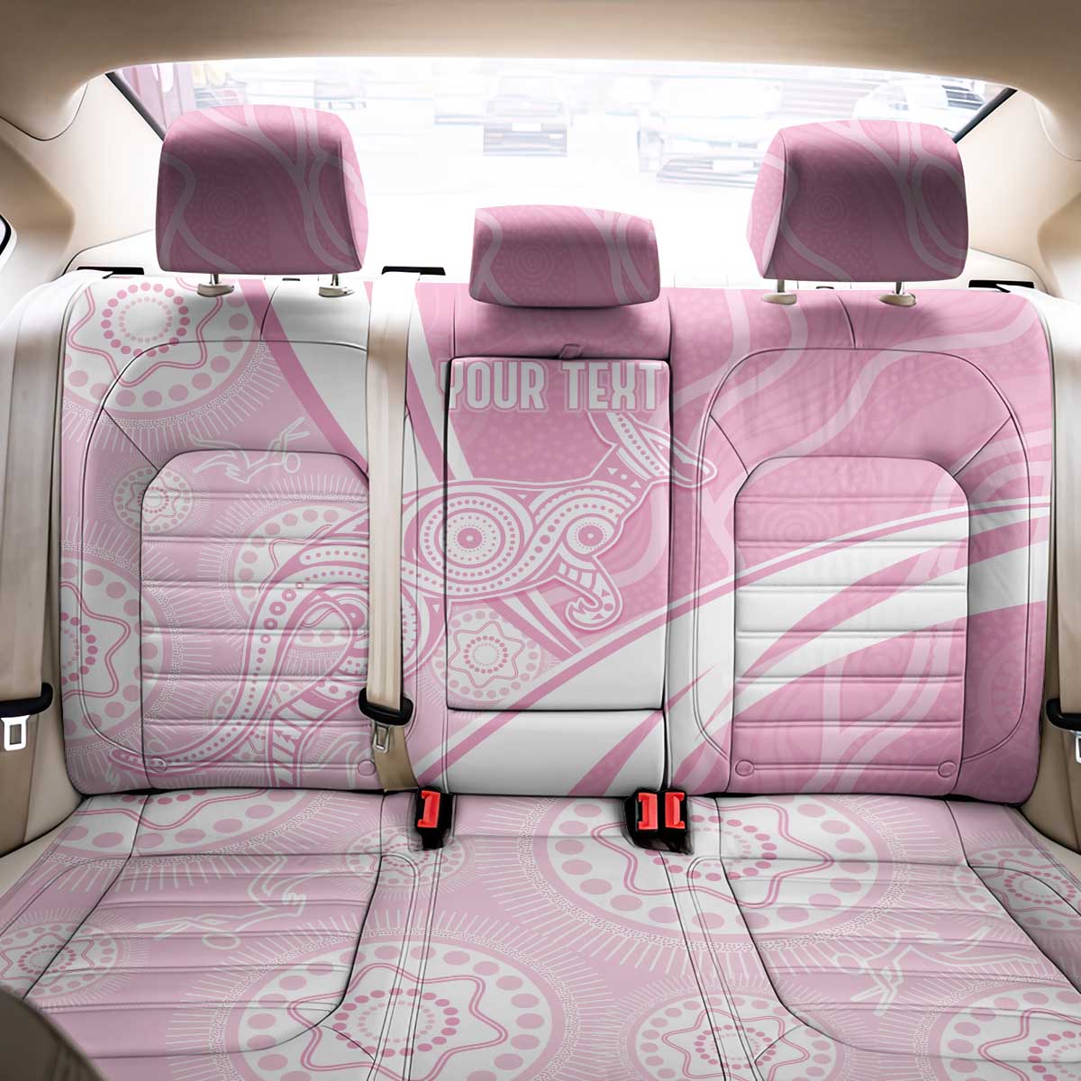 Australia Bowls Personalised Indigenous Pink Round Back Car Seat Cover - Aussie Hoodie