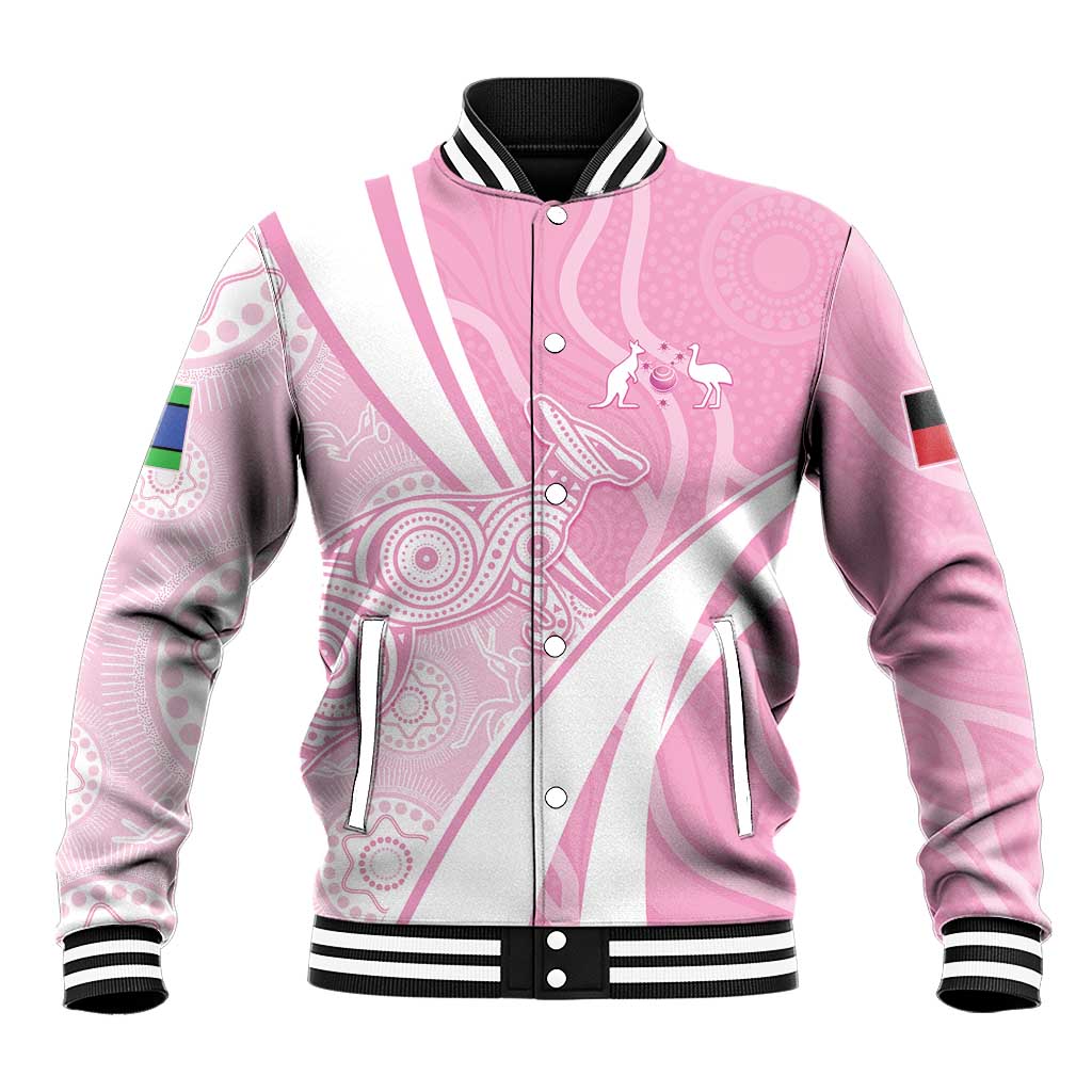 Australia Bowls Personalised Indigenous Pink Round Baseball Jacket - Aussie Hoodie