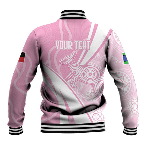 Australia Bowls Personalised Indigenous Pink Round Baseball Jacket - Aussie Hoodie