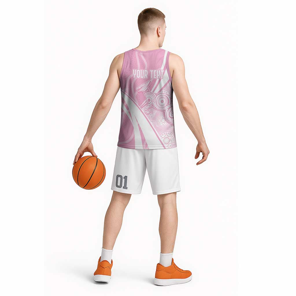 Australia Bowls Personalised Indigenous Pink Round Basketball Jersey - Aussie Hoodie