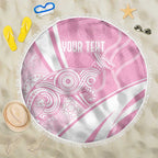 Australia Bowls Personalised Indigenous Pink Round Beach Blanket - Aussie Hoodie