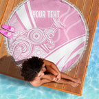 Australia Bowls Personalised Indigenous Pink Round Beach Blanket - Aussie Hoodie