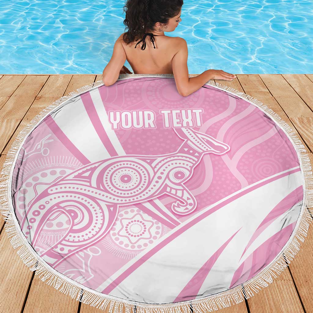 Australia Bowls Personalised Indigenous Pink Round Beach Blanket - Aussie Hoodie