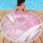 Australia Bowls Personalised Indigenous Pink Round Beach Blanket - Aussie Hoodie