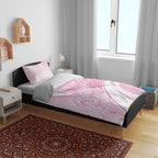 Australia Bowls Personalised Indigenous Pink Round Bedding Set - Aussie Hoodie