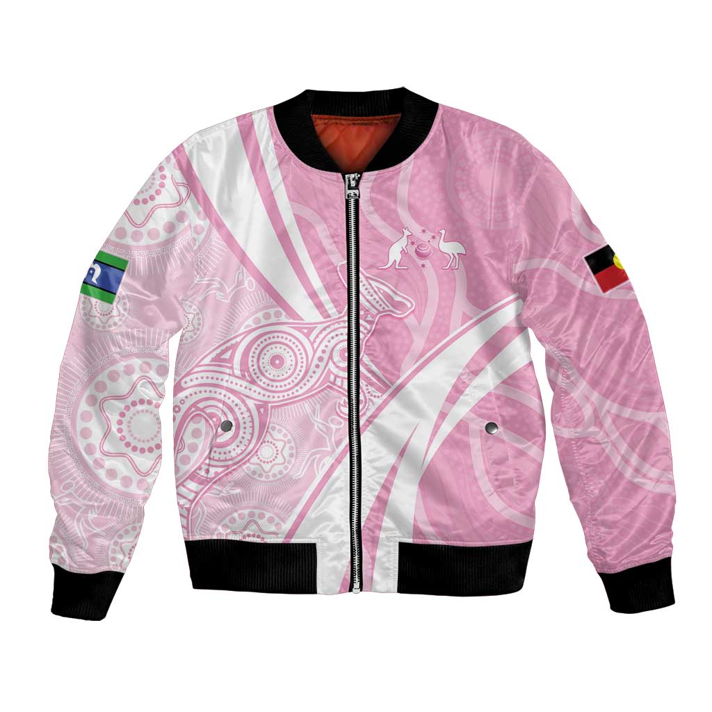 Australia Bowls Personalised Indigenous Pink Round Bomber Jacket - Aussie Hoodie