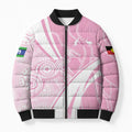 Australia Bowls Personalised Indigenous Pink Round Bomber Puffer Jacket - Aussie Hoodie