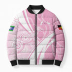 Australia Bowls Personalised Indigenous Pink Round Bomber Puffer Jacket - Aussie Hoodie