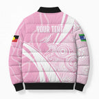 Australia Bowls Personalised Indigenous Pink Round Bomber Puffer Jacket - Aussie Hoodie