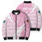 Australia Bowls Personalised Indigenous Pink Round Bomber Puffer Jacket - Aussie Hoodie