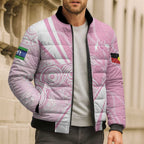Australia Bowls Personalised Indigenous Pink Round Bomber Puffer Jacket - Aussie Hoodie