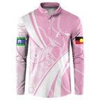 Australia Bowls Personalised Indigenous Pink Round Button Sweatshirt - Aussie Hoodie