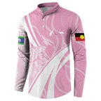 Australia Bowls Personalised Indigenous Pink Round Button Sweatshirt - Aussie Hoodie