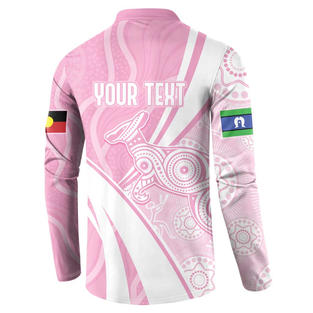 Australia Bowls Personalised Indigenous Pink Round Button Sweatshirt - Aussie Hoodie