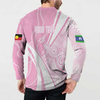 Australia Bowls Personalised Indigenous Pink Round Button Sweatshirt - Aussie Hoodie