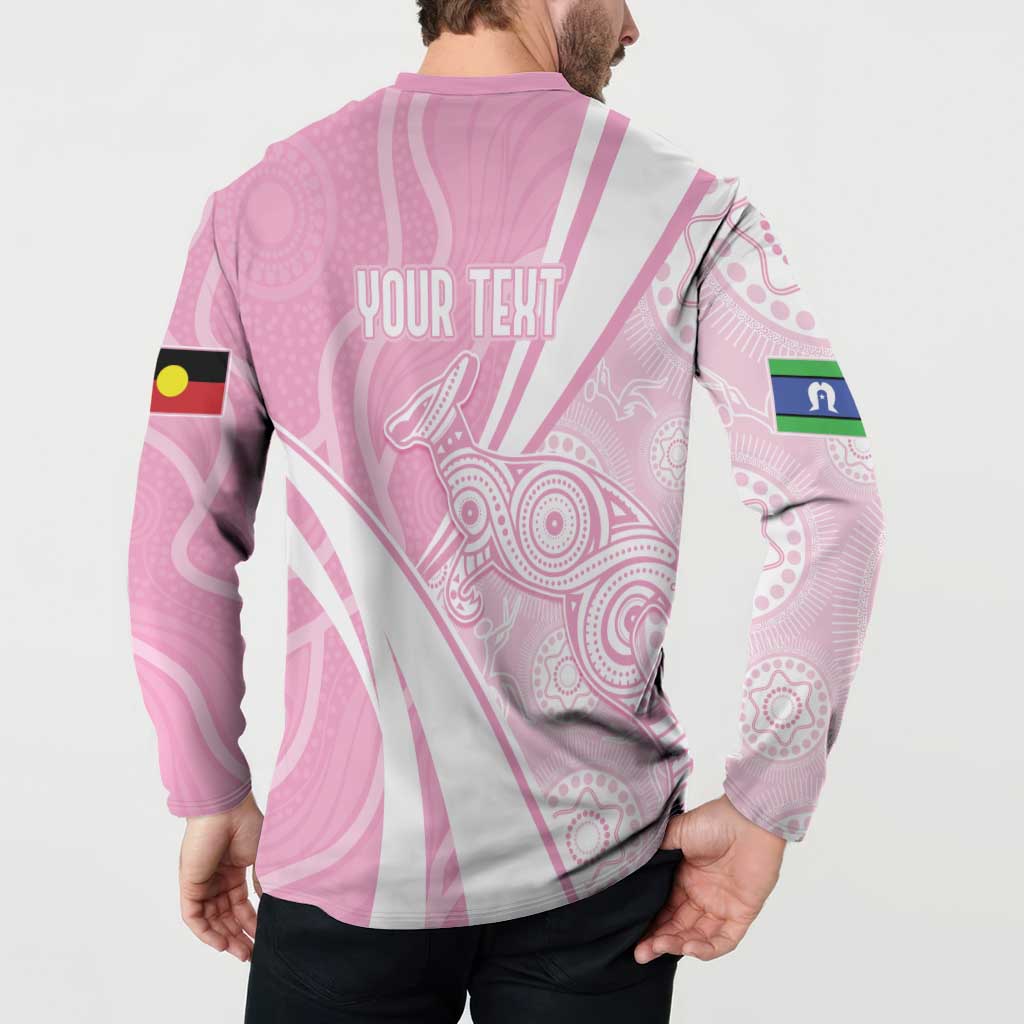 Australia Bowls Personalised Indigenous Pink Round Button Sweatshirt - Aussie Hoodie