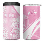 Australia Bowls Personalised Indigenous Pink Round 4 in 1 Can Cooler Tumbler - Aussie Hoodie