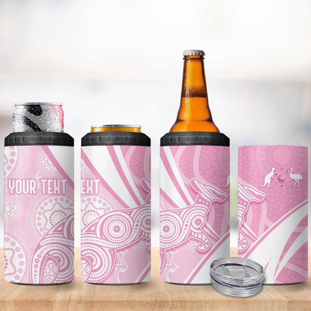 Australia Bowls Personalised Indigenous Pink Round 4 in 1 Can Cooler Tumbler - Aussie Hoodie