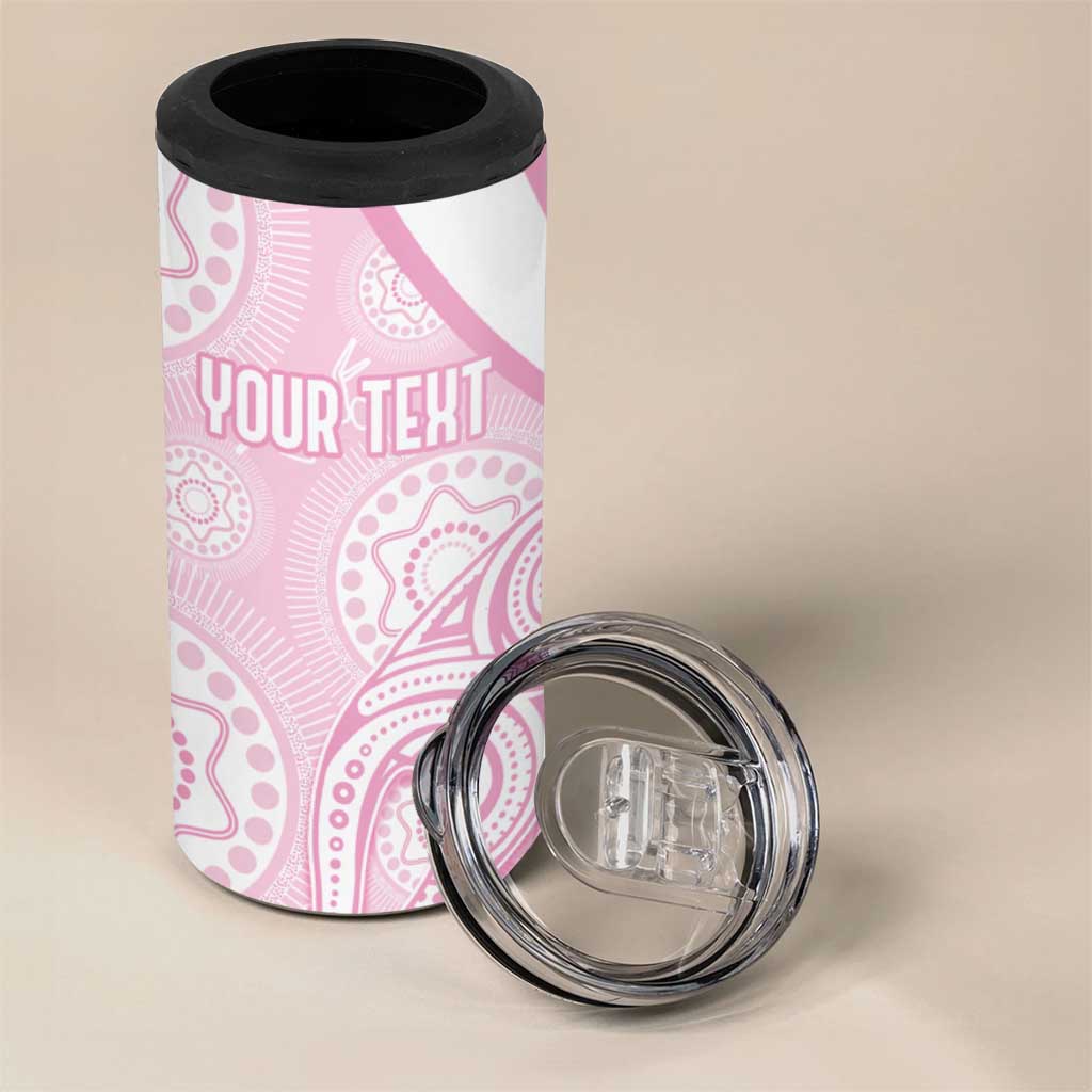 Australia Bowls Personalised Indigenous Pink Round 4 in 1 Can Cooler Tumbler - Aussie Hoodie