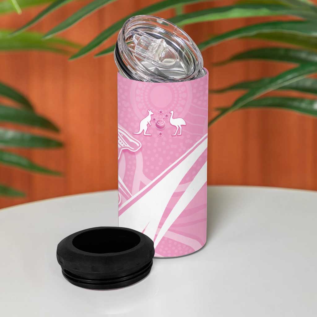 Australia Bowls Personalised Indigenous Pink Round 4 in 1 Can Cooler Tumbler - Aussie Hoodie