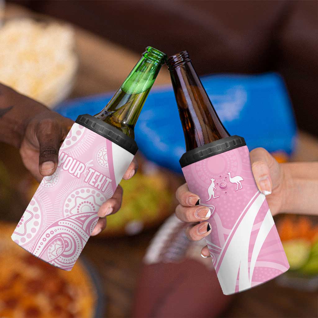Australia Bowls Personalised Indigenous Pink Round 4 in 1 Can Cooler Tumbler - Aussie Hoodie