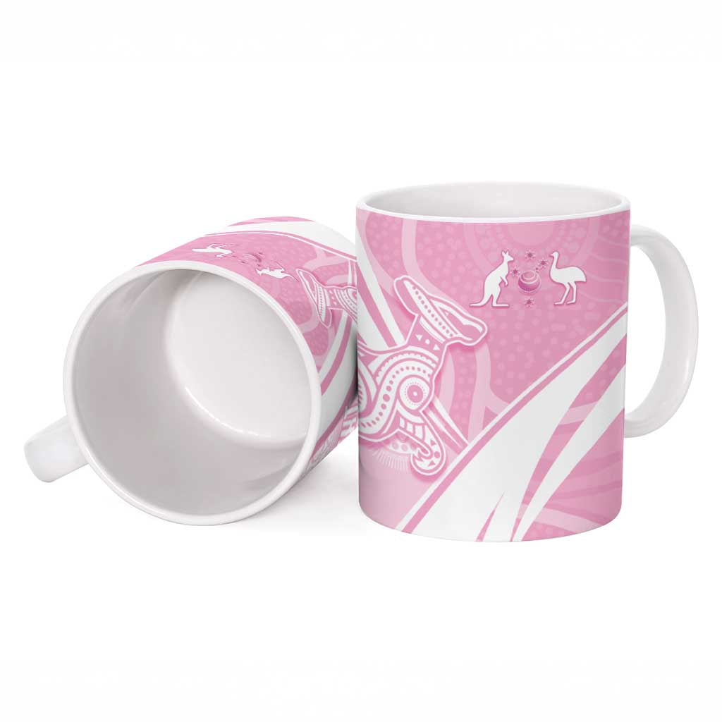Australia Bowls Personalised Indigenous Pink Round Ceramic Mug - Aussie Hoodie