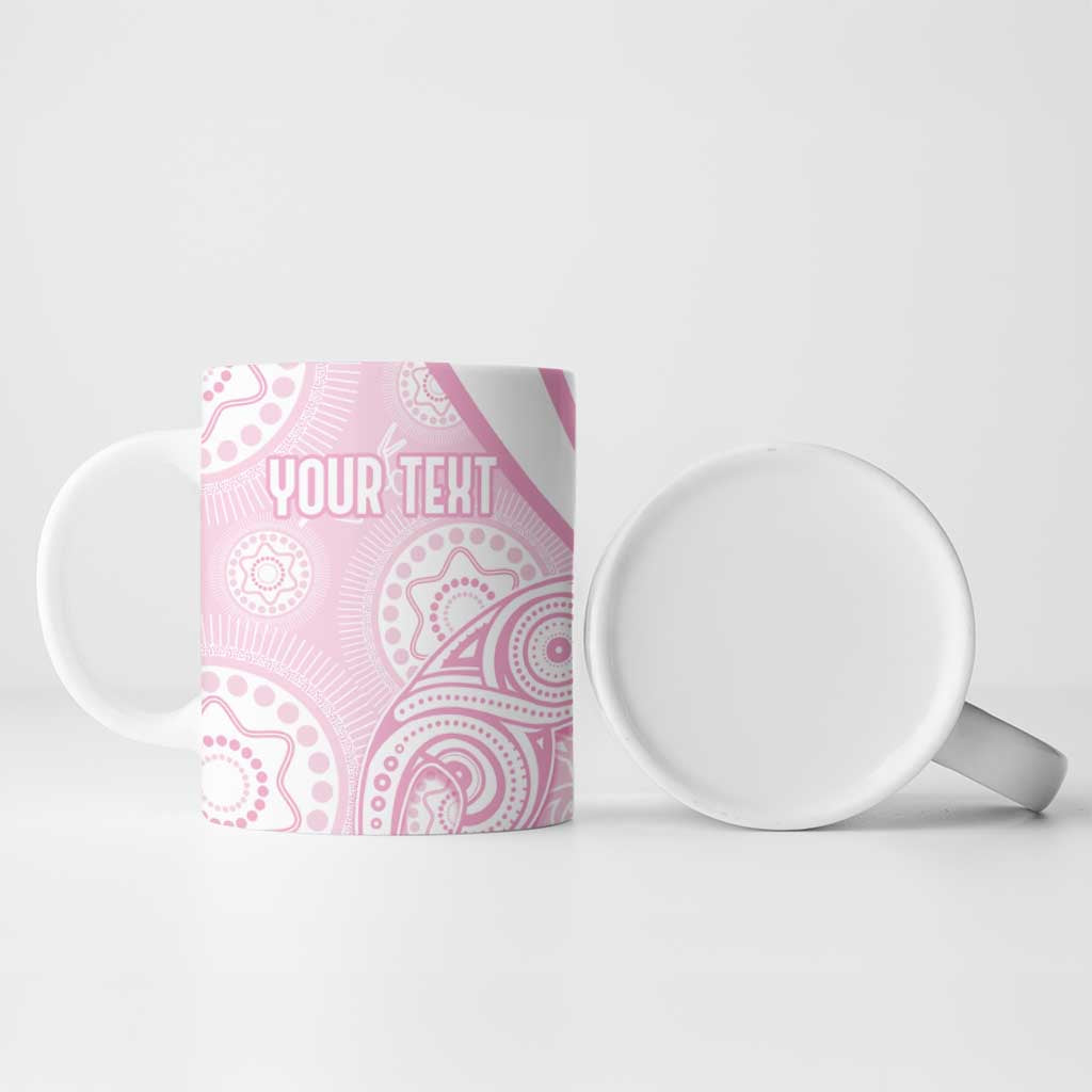 Australia Bowls Personalised Indigenous Pink Round Ceramic Mug - Aussie Hoodie