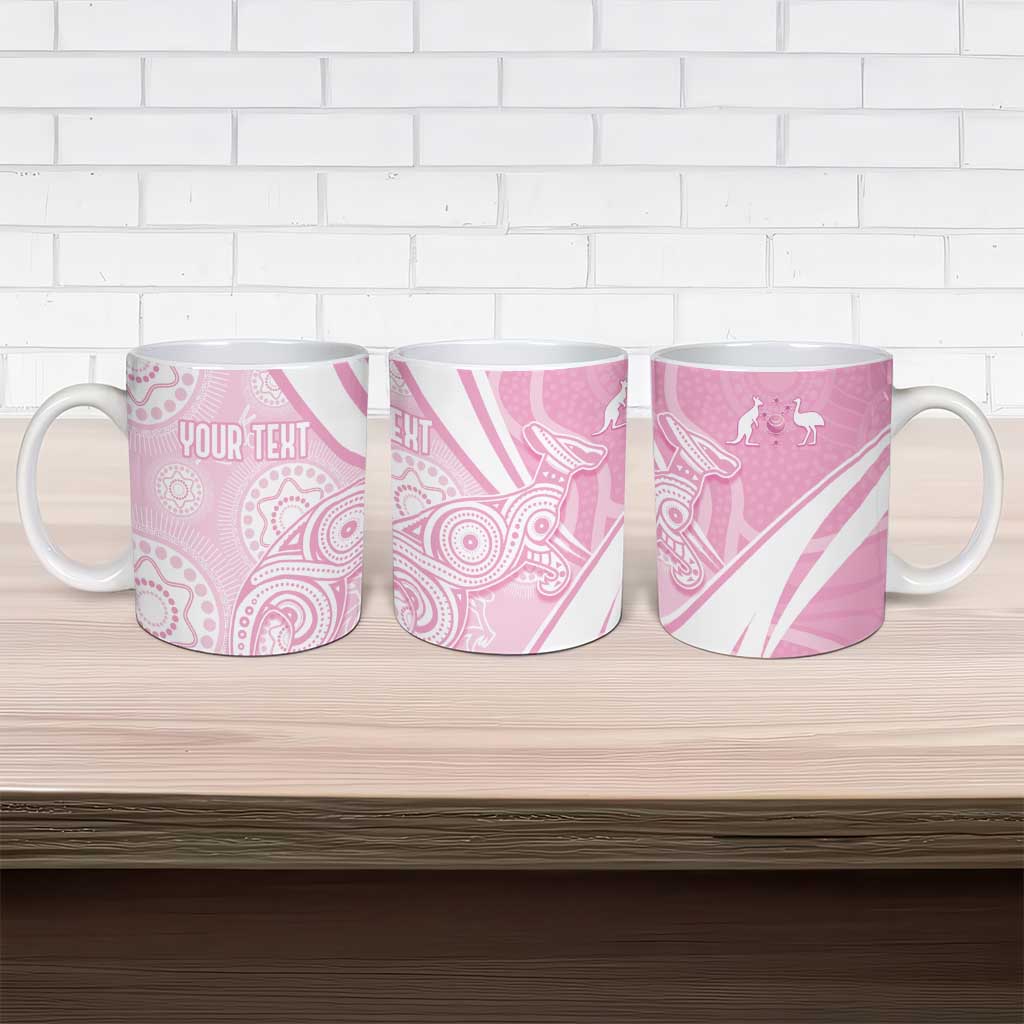 Australia Bowls Personalised Indigenous Pink Round Ceramic Mug - Aussie Hoodie