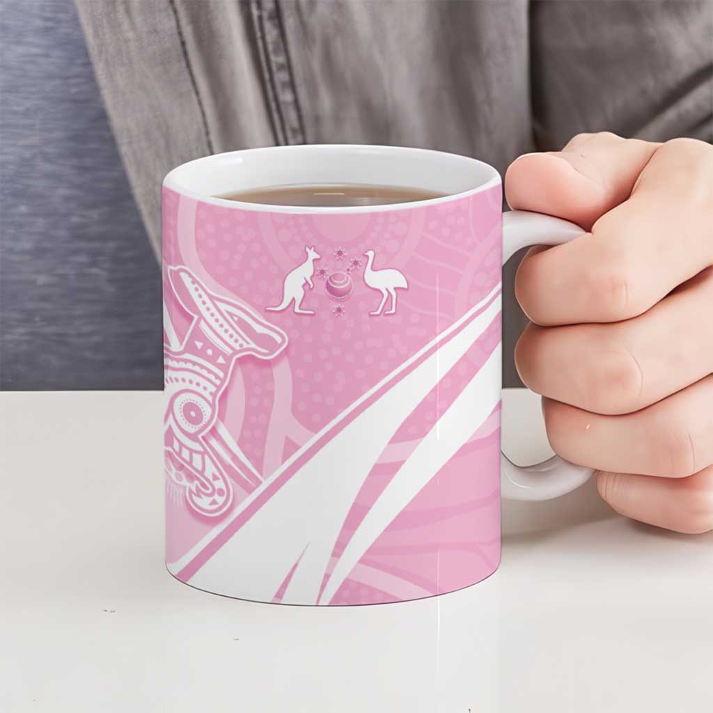 Australia Bowls Personalised Indigenous Pink Round Ceramic Mug - Aussie Hoodie