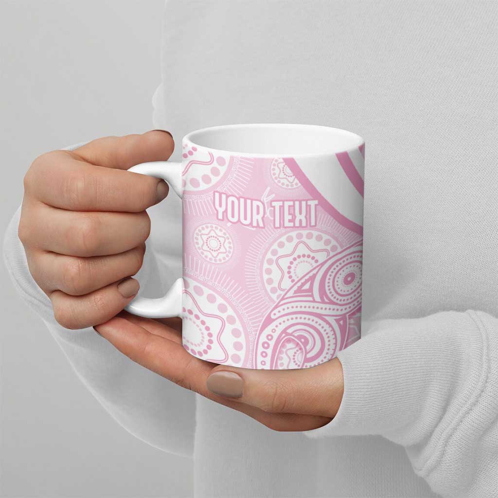 Australia Bowls Personalised Indigenous Pink Round Ceramic Mug - Aussie Hoodie