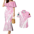 Australia Bowls Personalised Indigenous Pink Round Couples Matching Mermaid Dress and Hawaiian Shirt - Aussie Hoodie