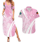 Australia Bowls Personalised Indigenous Pink Round Couples Matching Summer Maxi Dress and Hawaiian Shirt - Aussie Hoodie