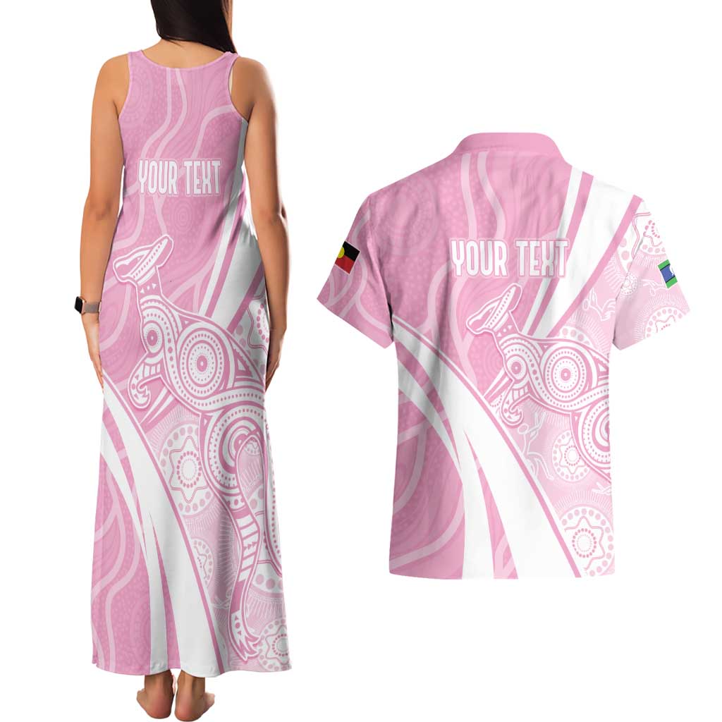 Australia Bowls Personalised Indigenous Pink Round Couples Matching Tank Maxi Dress and Hawaiian Shirt - Aussie Hoodie