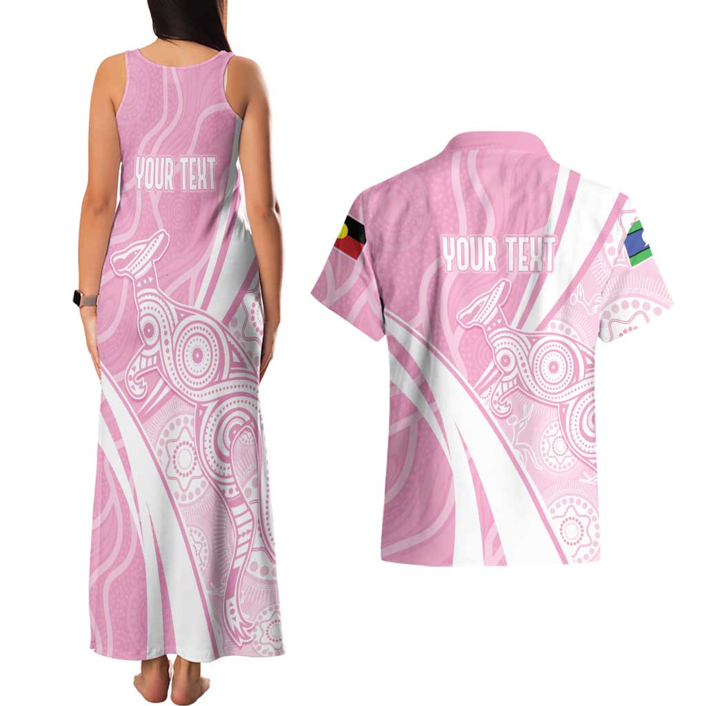 Australia Bowls Personalised Indigenous Pink Round Couples Matching Tank Maxi Dress and Hawaiian Shirt - Aussie Hoodie