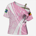 Australia Bowls Personalised Indigenous Pink Round Cross Shoulder Shirt - Aussie Hoodie