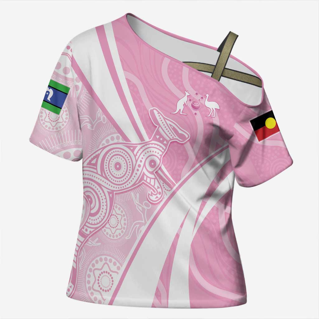 Australia Bowls Personalised Indigenous Pink Round Cross Shoulder Shirt - Aussie Hoodie